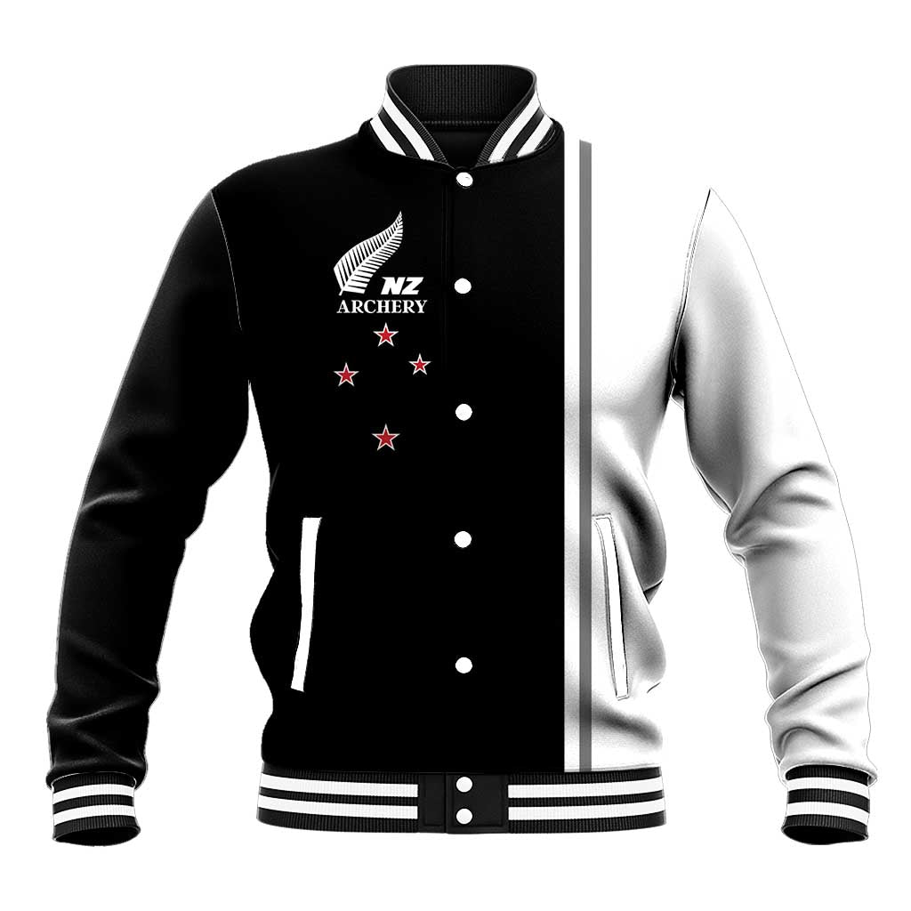 Personalised New Zealand 2025 Archery Basic Baseball Jacket Archery NZ LT01 Unisex Black - Polynesian Pride