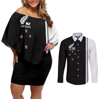Personalised New Zealand 2025 Archery Basic Couples Matching Off Shoulder Short Dress and Long Sleeve Button Shirt Archery NZ