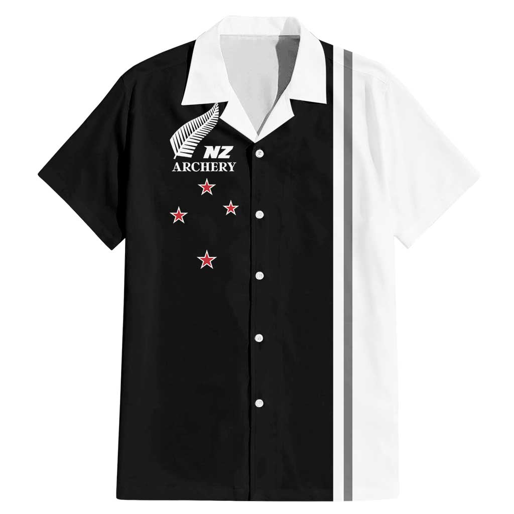Personalised New Zealand 2025 Archery Basic Family Matching Mermaid Dress and Hawaiian Shirt Archery NZ LT01 Dad's Shirt - Short Sleeve Black - Polynesian Pride