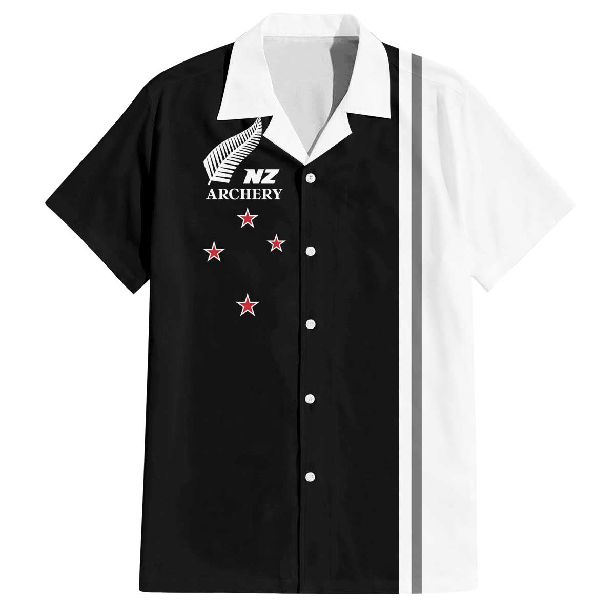 Personalised New Zealand 2025 Archery Basic Family Matching Off The Shoulder Long Sleeve Dress and Hawaiian Shirt Archery NZ LT01 Dad's Shirt - Short Sleeve Black - Polynesian Pride