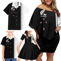 Personalised New Zealand 2025 Archery Basic Family Matching Off Shoulder Short Dress and Hawaiian Shirt Archery NZ LT01 - Polynesian Pride