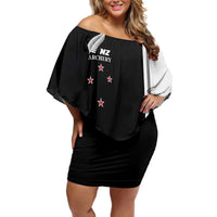 Personalised New Zealand 2025 Archery Basic Family Matching Off Shoulder Short Dress and Hawaiian Shirt Archery NZ LT01 Mom's Dress Black - Polynesian Pride