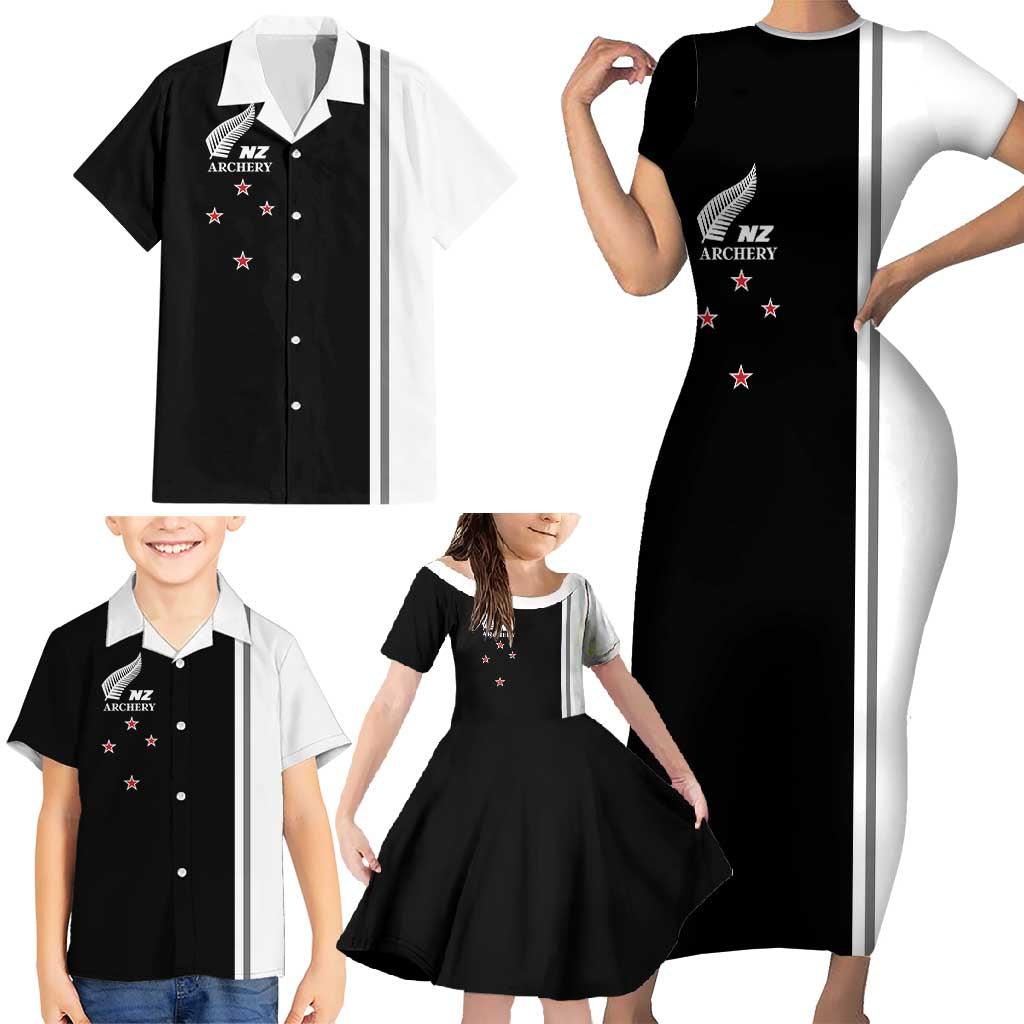 Personalised New Zealand 2025 Archery Basic Family Matching Short Sleeve Bodycon Dress and Hawaiian Shirt Archery NZ LT01 - Polynesian Pride