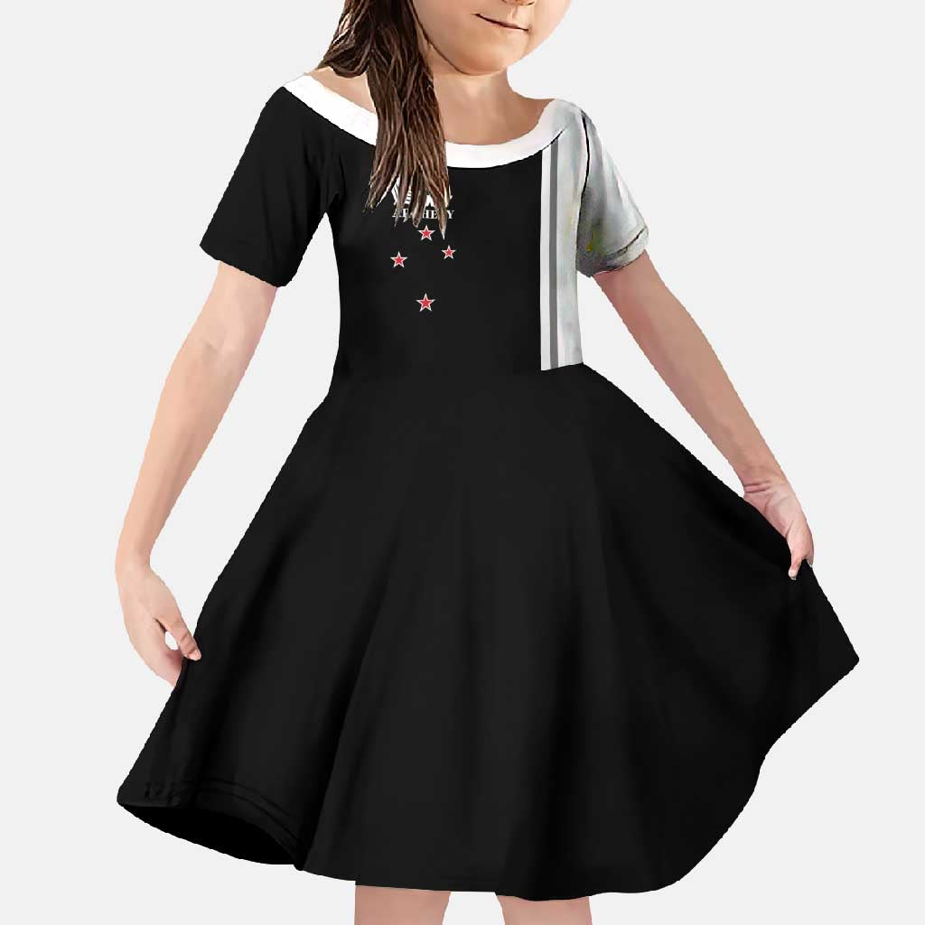 Personalised New Zealand 2025 Archery Basic Family Matching Tank Maxi Dress and Hawaiian Shirt Archery NZ LT01 Daughter's Dress Black - Polynesian Pride