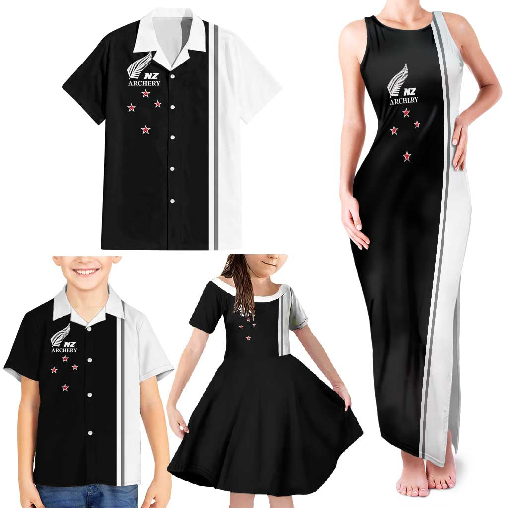 Personalised New Zealand 2025 Archery Basic Family Matching Tank Maxi Dress and Hawaiian Shirt Archery NZ LT01 - Polynesian Pride