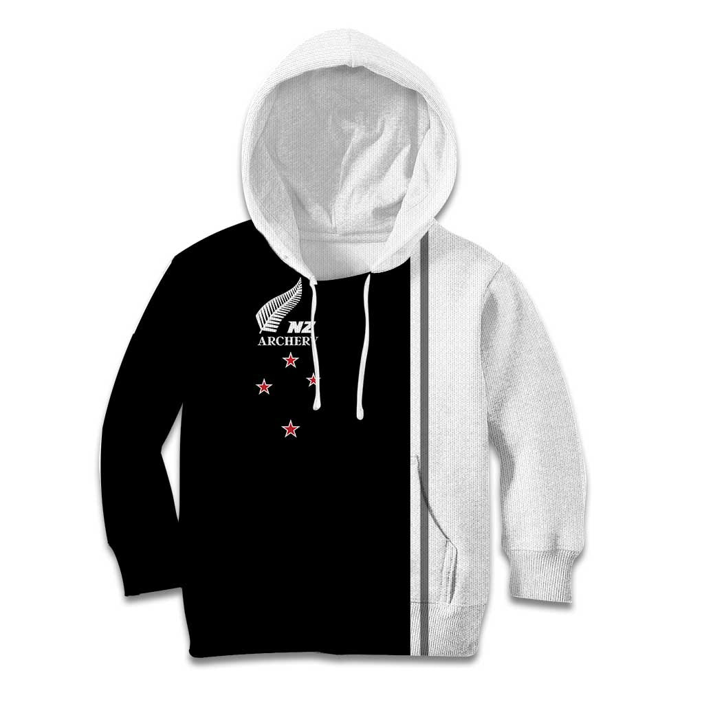 Personalised New Zealand 2025 Archery Basic Kid Hoodie Archery NZ LT01 Hoodie Black - Polynesian Pride