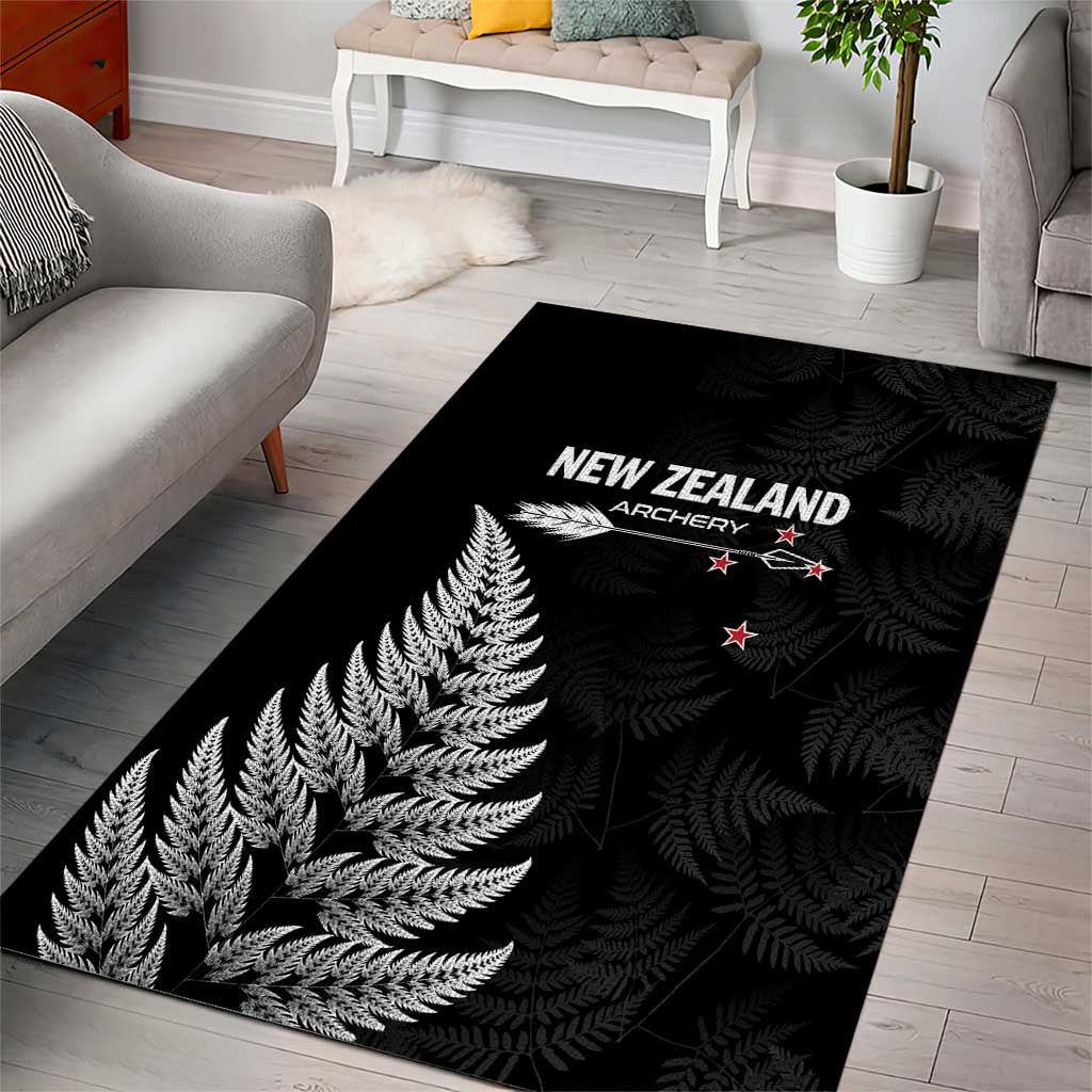New Zealand 2025 Archery Area Rug Aotearoa Silver Arrows Black