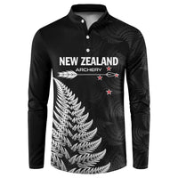 Personalised New Zealand 2025 Archery Button Sweatshirt Aotearoa Silver Arrows Black LT01 Black - Polynesian Pride