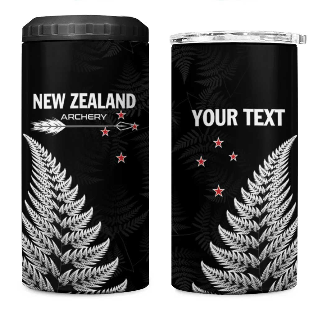 Personalised New Zealand 2025 Archery 4 in 1 Can Cooler Tumbler Aotearoa Silver Arrows Black LT01 One Size: 16 oz Black - Polynesian Pride