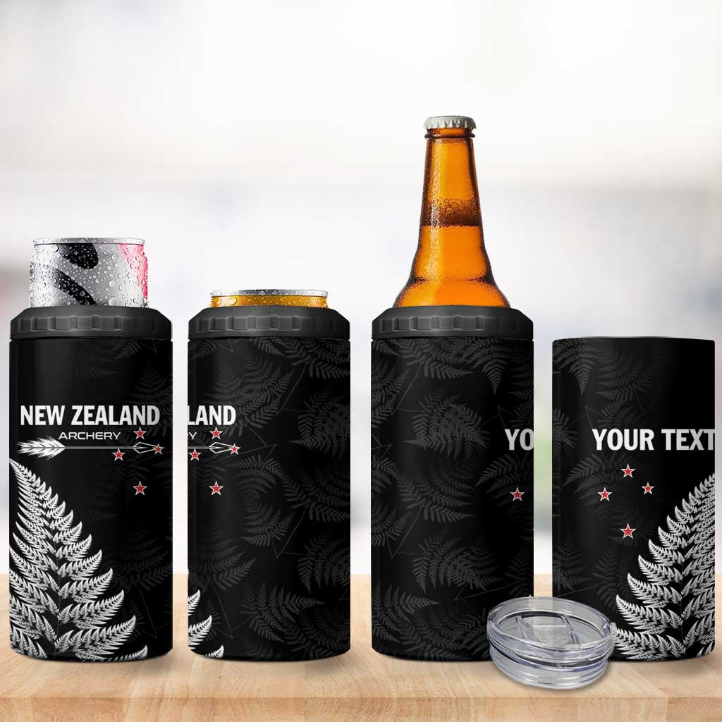 Personalised New Zealand 2025 Archery 4 in 1 Can Cooler Tumbler Aotearoa Silver Arrows Black LT01 - Polynesian Pride