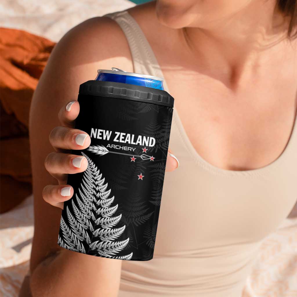 Personalised New Zealand 2025 Archery 4 in 1 Can Cooler Tumbler Aotearoa Silver Arrows Black LT01 - Polynesian Pride