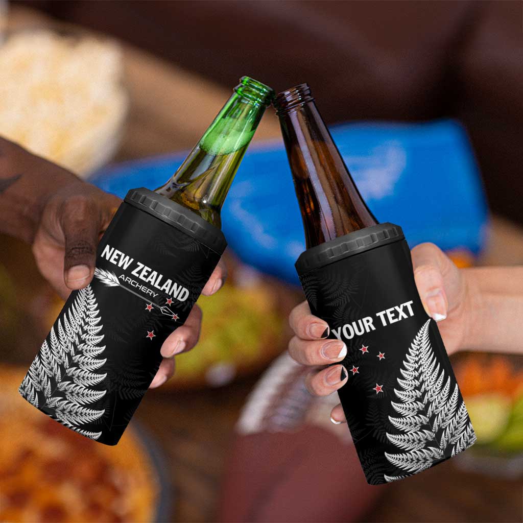 Personalised New Zealand 2025 Archery 4 in 1 Can Cooler Tumbler Aotearoa Silver Arrows Black LT01 - Polynesian Pride