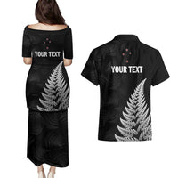 Personalised New Zealand 2025 Archery Couples Matching Puletasi and Hawaiian Shirt Aotearoa Silver Arrows Black LT01 - Polynesian Pride