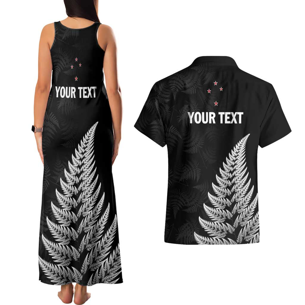 Personalised New Zealand 2025 Archery Couples Matching Tank Maxi Dress and Hawaiian Shirt Aotearoa Silver Arrows Black LT01 - Polynesian Pride