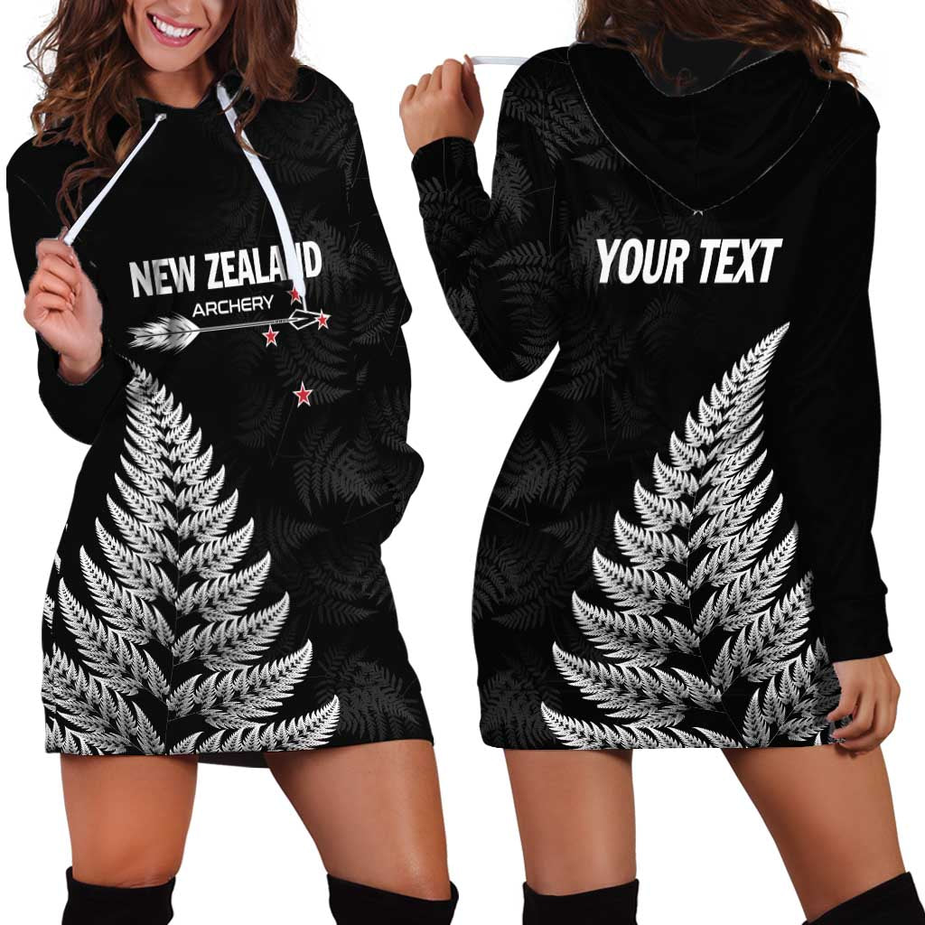Personalised New Zealand 2025 Archery Hoodie Dress Aotearoa Silver Arrows Black LT01 - Polynesian Pride