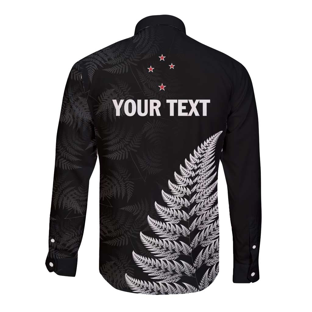 Personalised New Zealand 2025 Archery Long Sleeve Button Shirt Aotearoa Silver Arrows Black