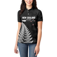 Personalised New Zealand 2025 Archery Women Polo Shirt Aotearoa Silver Arrows Black LT01 - Polynesian Pride