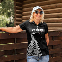 Personalised New Zealand 2025 Archery Women Polo Shirt Aotearoa Silver Arrows Black LT01 - Polynesian Pride