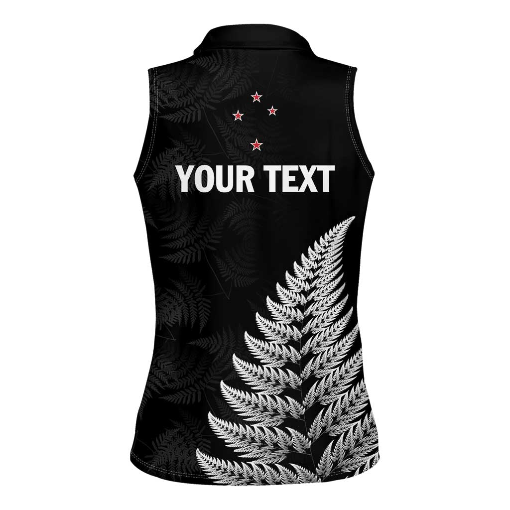 Personalised New Zealand 2025 Archery Women Sleeveless Polo Shirt Aotearoa Silver Arrows Black LT01 - Polynesian Pride