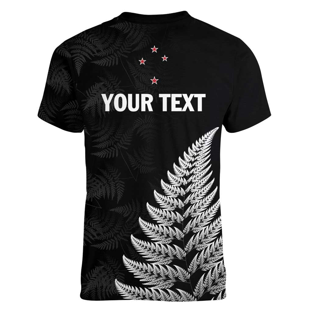 Personalised New Zealand 2025 Archery Women V-Neck T-Shirt Aotearoa Silver Arrows Black LT01 - Polynesian Pride