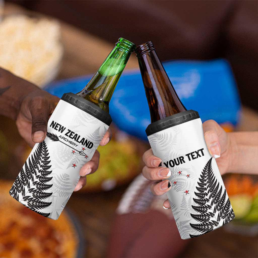 Personalised New Zealand 2025 Archery 4 in 1 Can Cooler Tumbler Aotearoa Silver Arrows White LT01 - Polynesian Pride