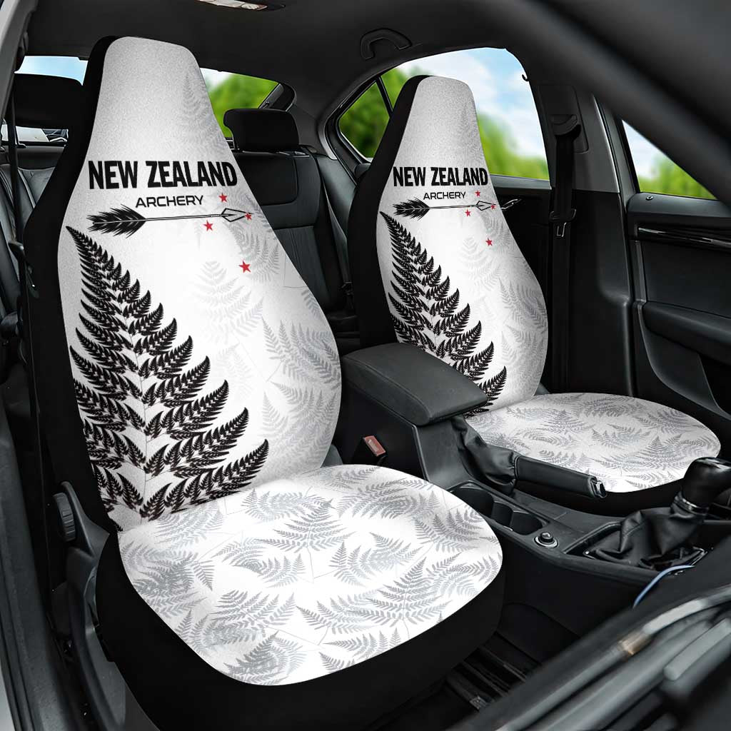 New Zealand 2025 Archery Car Seat Cover Aotearoa Silver Arrows White LT01 One Size White - Polynesian Pride