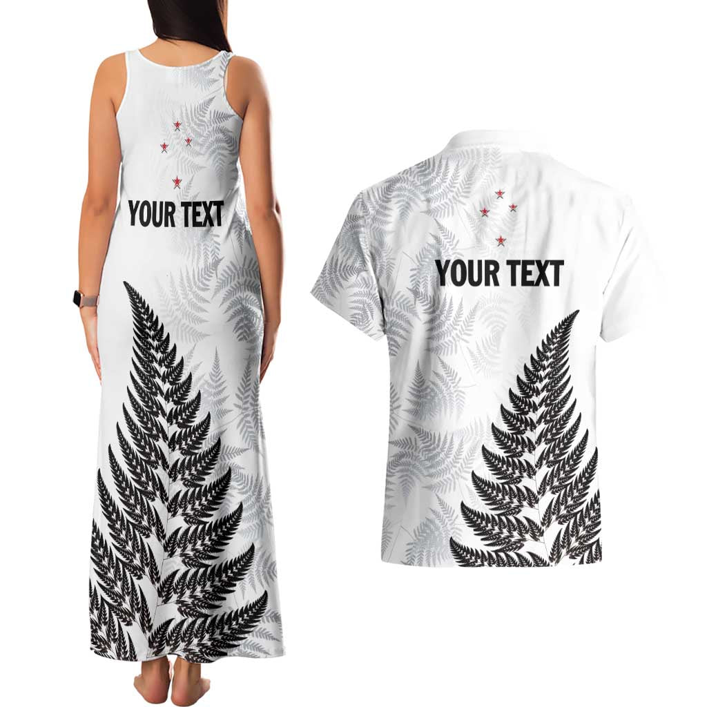Personalised New Zealand 2025 Archery Couples Matching Tank Maxi Dress and Hawaiian Shirt Aotearoa Silver Arrows White LT01 - Polynesian Pride