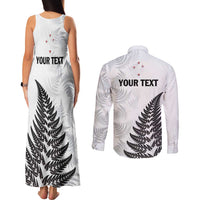 Personalised New Zealand 2025 Archery Couples Matching Tank Maxi Dress and Long Sleeve Button Shirt Aotearoa Silver Arrows White LT01 - Polynesian Pride