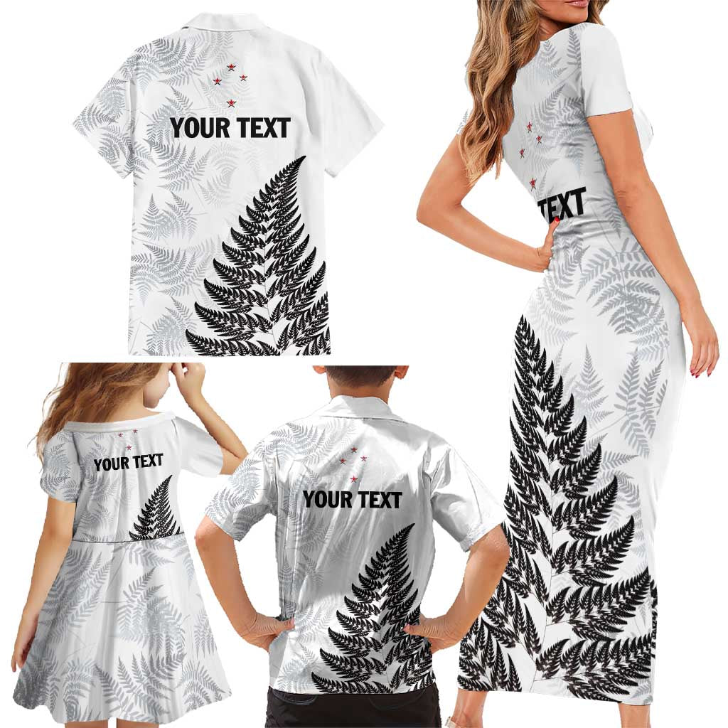 Personalised New Zealand 2025 Archery Family Matching Short Sleeve Bodycon Dress and Hawaiian Shirt Aotearoa Silver Arrows White LT01 - Polynesian Pride