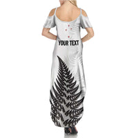 Personalised New Zealand 2025 Archery Family Matching Summer Maxi Dress and Hawaiian Shirt Aotearoa Silver Arrows White LT01 - Polynesian Pride