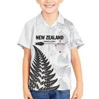 Personalised New Zealand 2025 Archery Family Matching Summer Maxi Dress and Hawaiian Shirt Aotearoa Silver Arrows White LT01 Son's Shirt White - Polynesian Pride