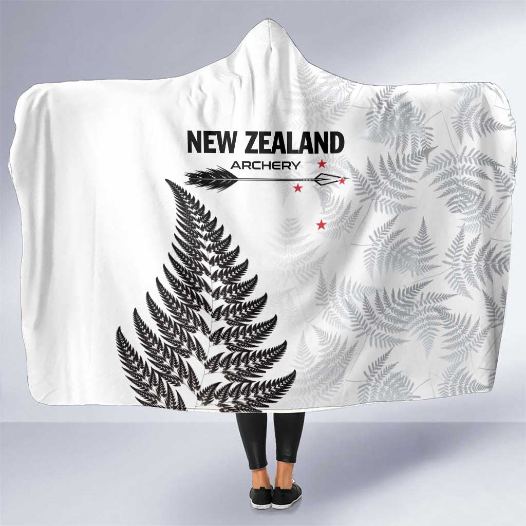 New Zealand 2025 Archery Hooded Blanket Aotearoa Silver Arrows White LT01 One Size White - Polynesian Pride