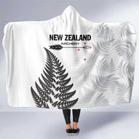 New Zealand 2025 Archery Hooded Blanket Aotearoa Silver Arrows White LT01 One Size White - Polynesian Pride