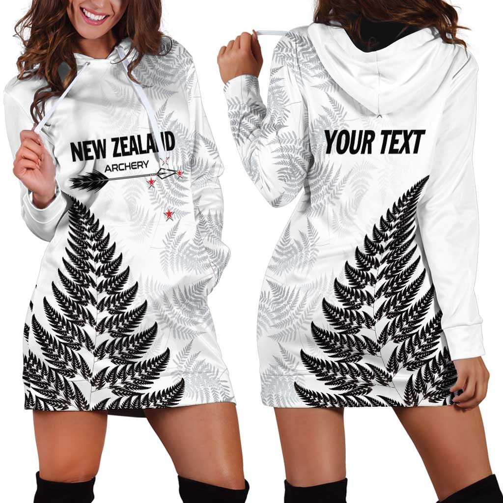 Personalised New Zealand 2025 Archery Hoodie Dress Aotearoa Silver Arrows White LT01 - Polynesian Pride