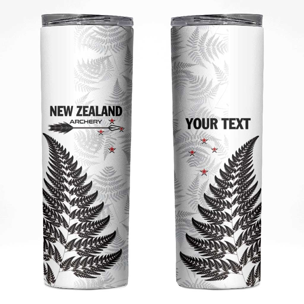 Personalised New Zealand 2025 Archery Skinny Tumbler Aotearoa Silver Arrows White LT01 White - Polynesian Pride
