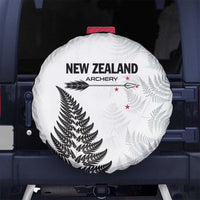 New Zealand 2025 Archery Spare Tire Cover Aotearoa Silver Arrows White LT01 No hole White - Polynesian Pride