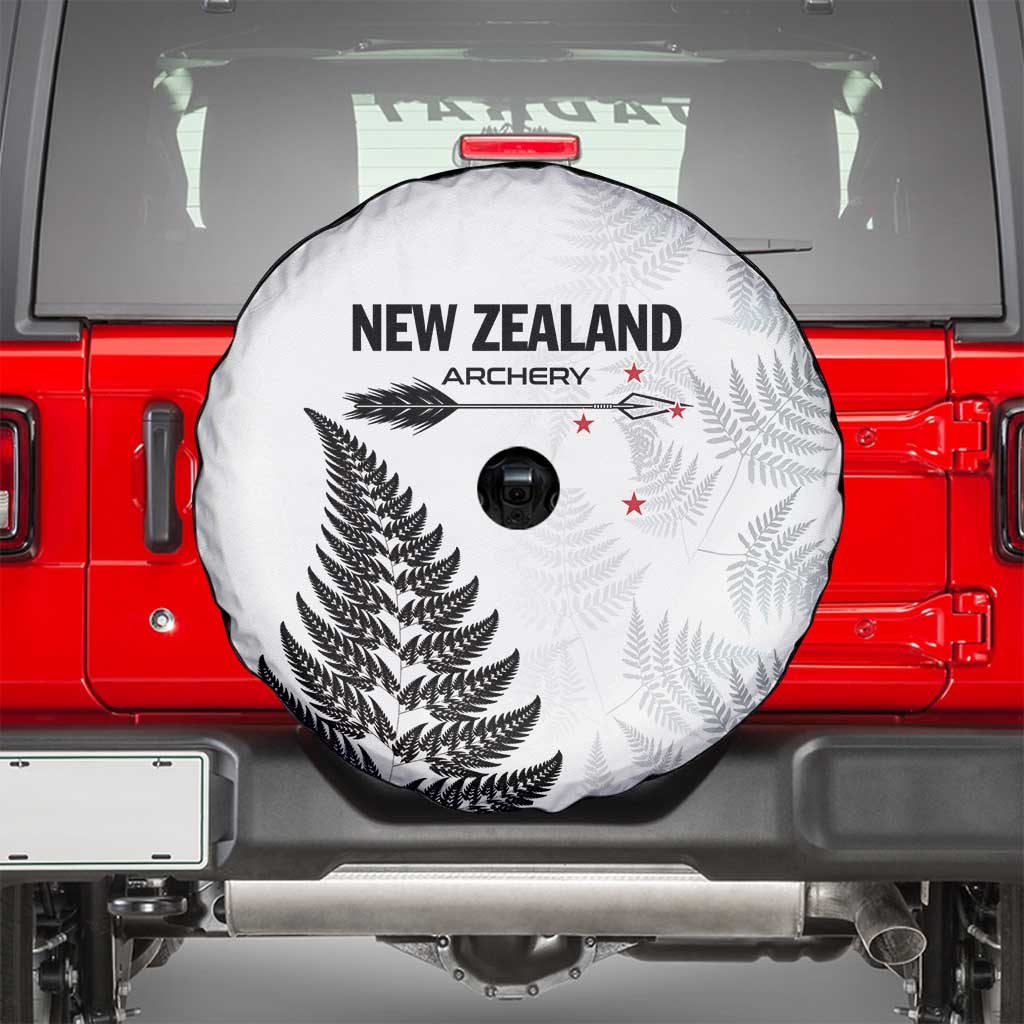 New Zealand 2025 Archery Spare Tire Cover Aotearoa Silver Arrows White LT01 - Polynesian Pride