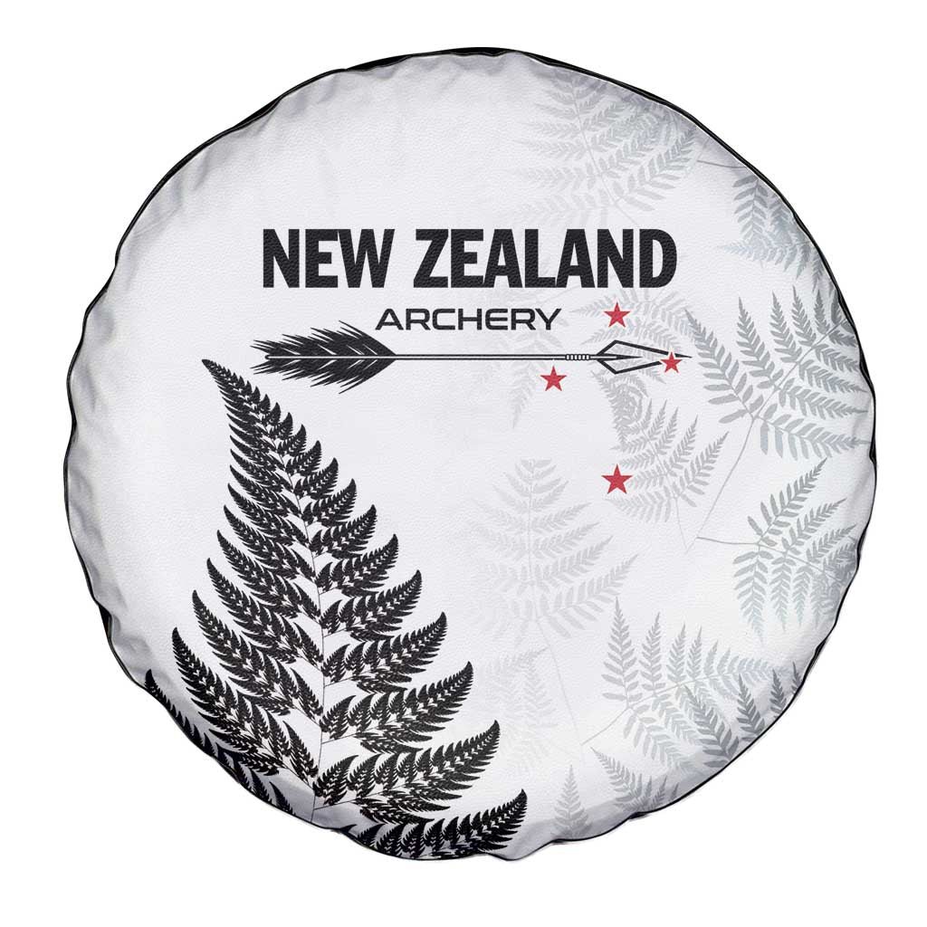 New Zealand 2025 Archery Spare Tire Cover Aotearoa Silver Arrows White LT01 - Polynesian Pride