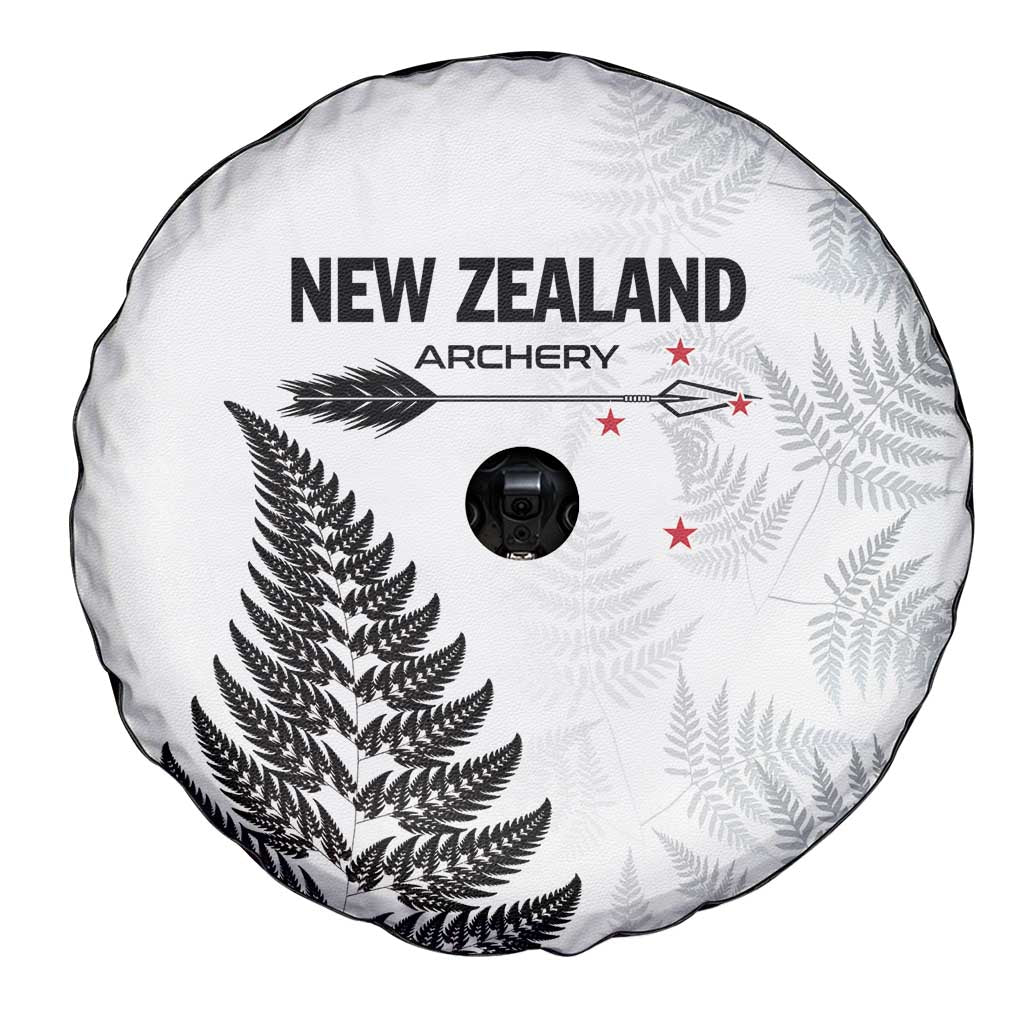 New Zealand 2025 Archery Spare Tire Cover Aotearoa Silver Arrows White LT01 - Polynesian Pride