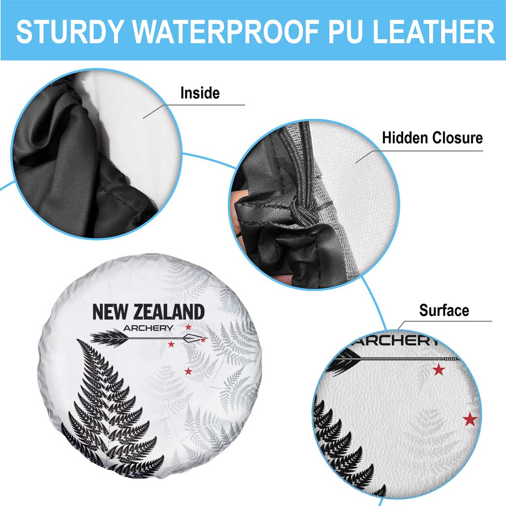 New Zealand 2025 Archery Spare Tire Cover Aotearoa Silver Arrows White LT01 - Polynesian Pride