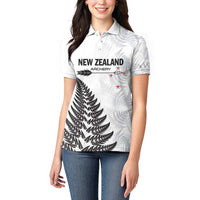 Personalised New Zealand 2025 Archery Women Polo Shirt Aotearoa Silver Arrows White LT01 - Polynesian Pride
