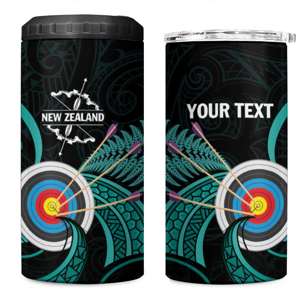 Personalised New Zealand Archery 4 in 1 Can Cooler Tumbler Turquoise Maori Silver Fern LT01 One Size: 16 oz Turquoise - Polynesian Pride