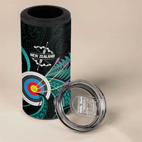 Personalised New Zealand Archery 4 in 1 Can Cooler Tumbler Turquoise Maori Silver Fern LT01 - Polynesian Pride