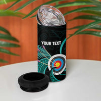 Personalised New Zealand Archery 4 in 1 Can Cooler Tumbler Turquoise Maori Silver Fern LT01 - Polynesian Pride