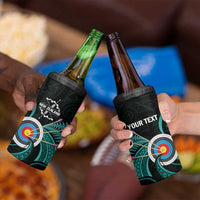 Personalised New Zealand Archery 4 in 1 Can Cooler Tumbler Turquoise Maori Silver Fern LT01 - Polynesian Pride