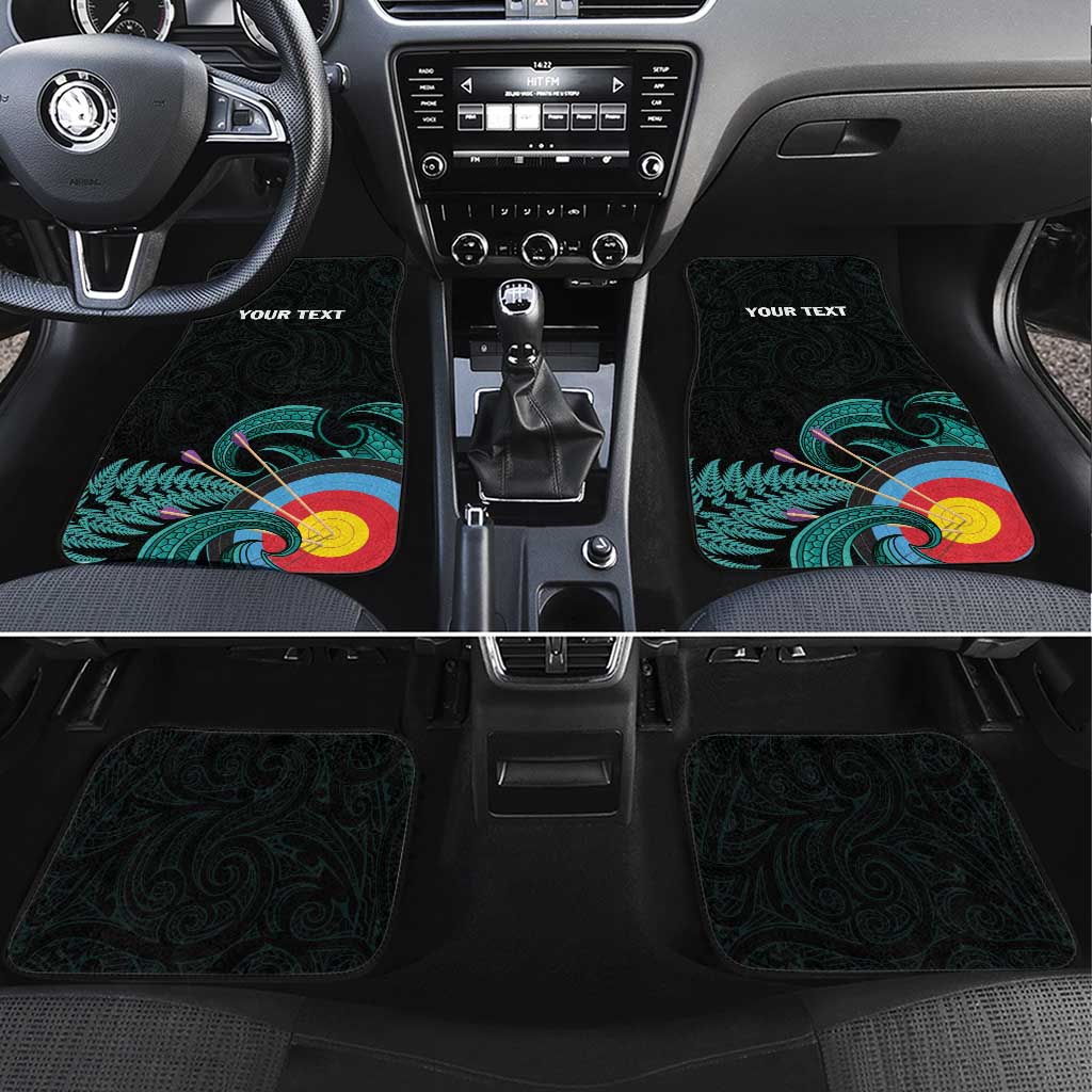 New Zealand Archery Car Mats Turquoise Maori Silver Fern LT01 Set 4pcs Turquoise - Polynesian Pride