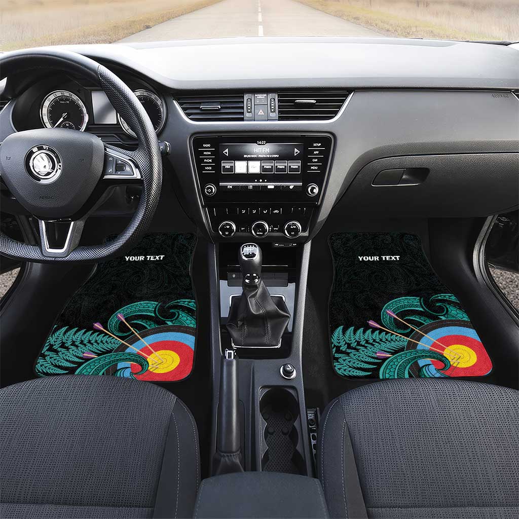 New Zealand Archery Car Mats Turquoise Maori Silver Fern LT01 Set 2pcs - Front Turquoise - Polynesian Pride