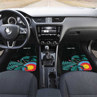 New Zealand Archery Car Mats Turquoise Maori Silver Fern LT01 Set 2pcs - Front Turquoise - Polynesian Pride
