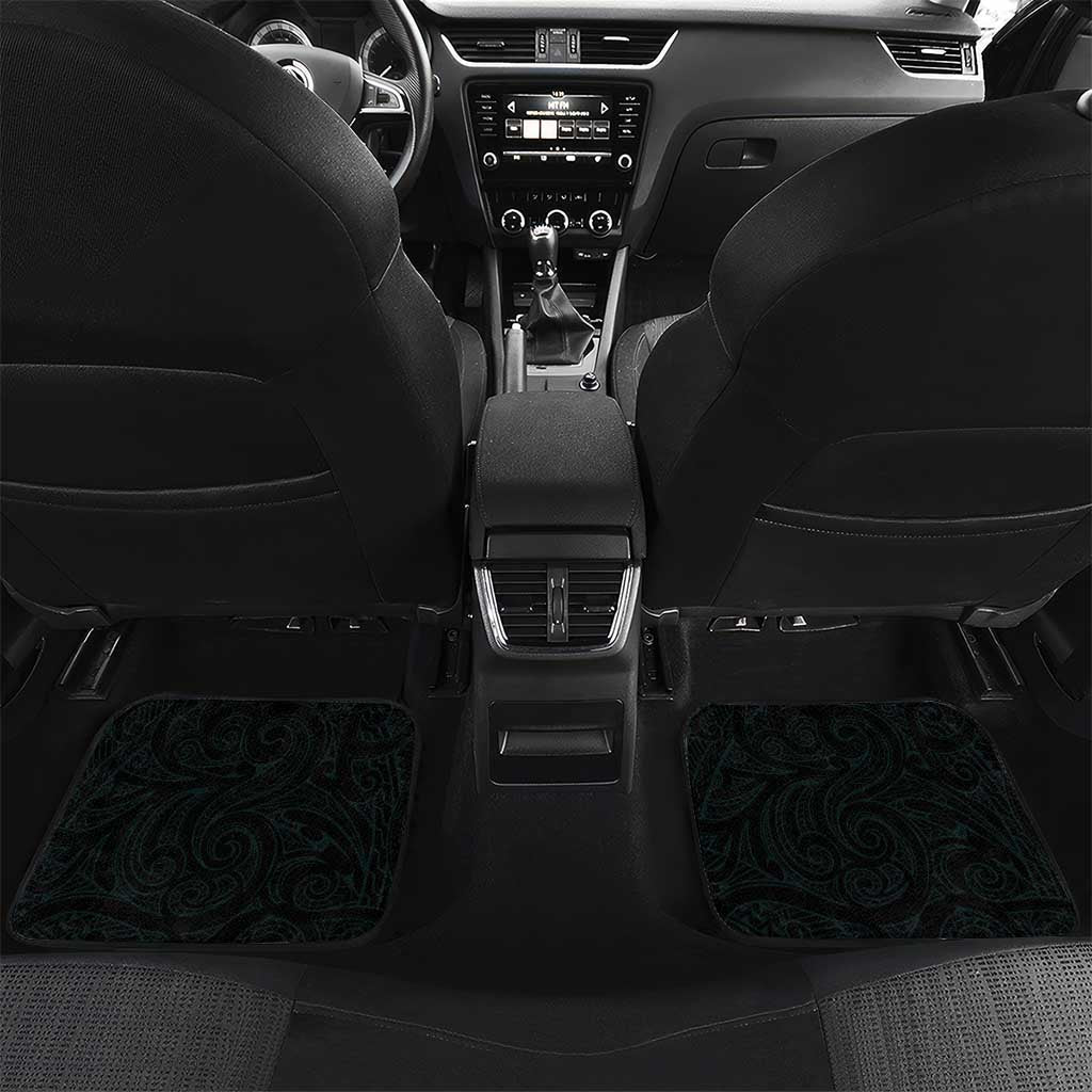 New Zealand Archery Car Mats Turquoise Maori Silver Fern LT01 Set 2pcs - Back Turquoise - Polynesian Pride
