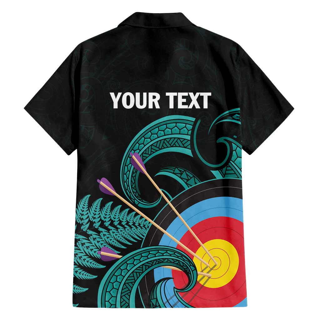 Personalised New Zealand Archery Family Matching Off Shoulder Maxi Dress and Hawaiian Shirt Turquoise Maori Silver Fern LT01 - Polynesian Pride